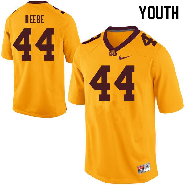 Youth #44 Colton Beebe Minnesota Golden Gophers College Football Jerseys Sale-Gold - Click Image to Close